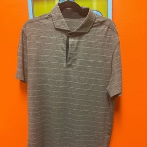 Lululemon gray and white striped golf shirt. Size extra-large